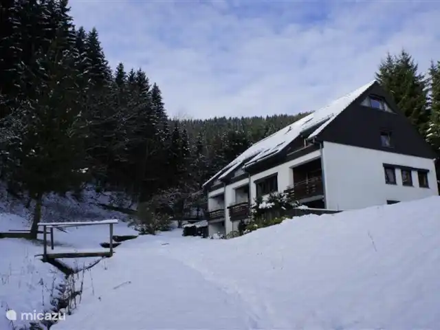 Location de Vacances Allemagne, Sauerland, Elpe, appartement - Hochsauerland Elpe Flussblick En hiver, la maison est souvent recouverte d'une épaisse couche de neige. Dans la région, vous pourrez pratiquer des sports d'hiver tels que le ski, le snowboard et le ski de fond. Et à cause de la différence de hauteur dans le jardin, c'est un endroit idéal pour faire de la luge