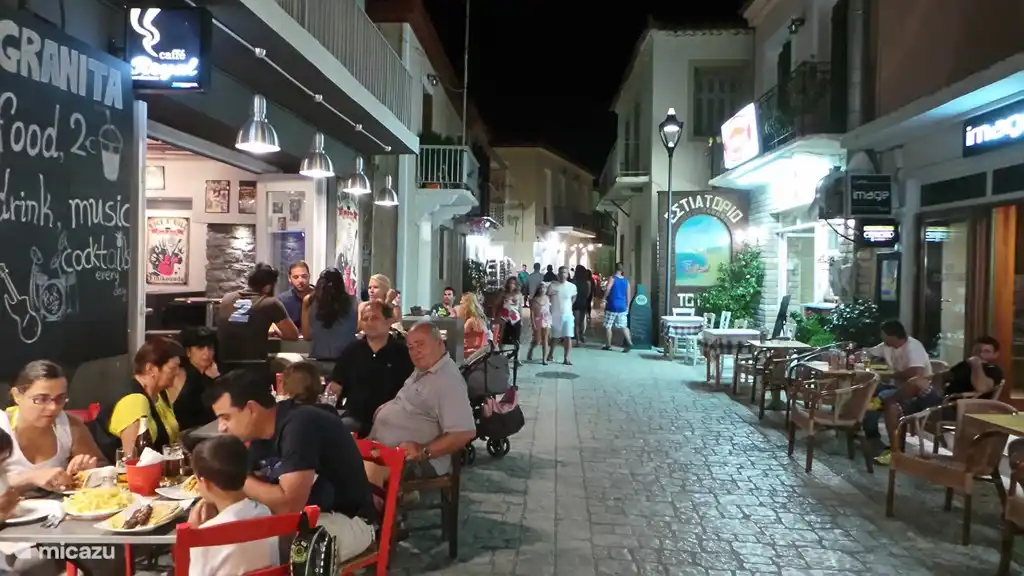 Finikounda main street in the evening