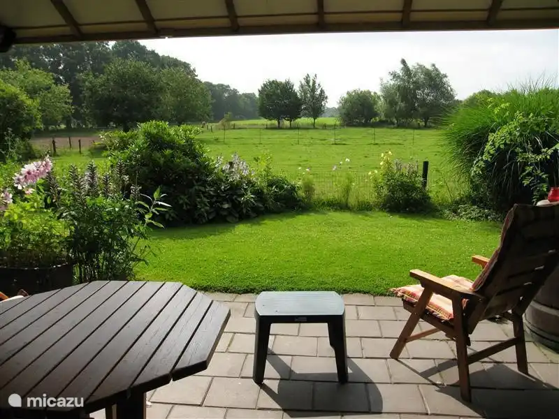 Blick von der überdachten Terrasse