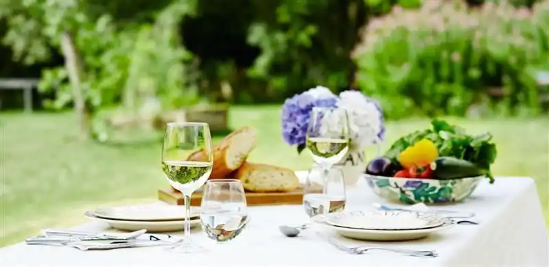 Bon déjeuner dans le jardin
