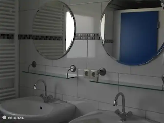 Les Vlaes | Pays-Bas, Brabant-Septentrional, Venhorst - maison de vacances Deux lavabos avec miroir dans la salle de bain