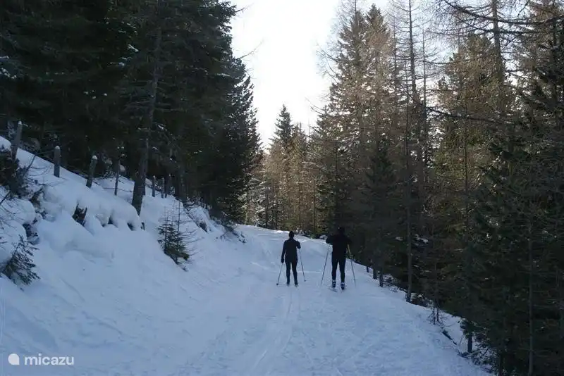 Die Skipiste befindet sich direkt über dem Haus, sondern auch die Langläufer sind gut Gesorgt.