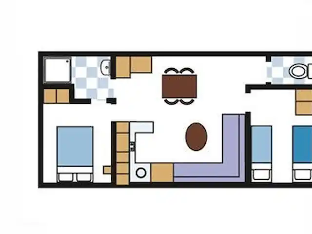 mobil home / caravana en Francia, Costa Azul, Roquebrune-sur-Argens – Lei Suves Cote d'Azur Chalet retro Mapa de la casa móvil, el diseño práctico con la gran terraza cubierta ofrece suficiente espacio para una estancia maravillosa.