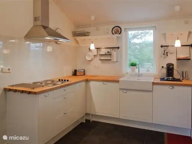 Appartement 'Tuinhuis' huren in Nederland, Drenthe, Diever - appartement Luxe keuken, volledig uitgerust met vier pits kookplaat, afzuigkap, oven, vaatwasser, combi oven, koelkast  en voorzien van alle nodige accessoires. Koffieapparaat naar keuze (nespresso, senseo of filter)