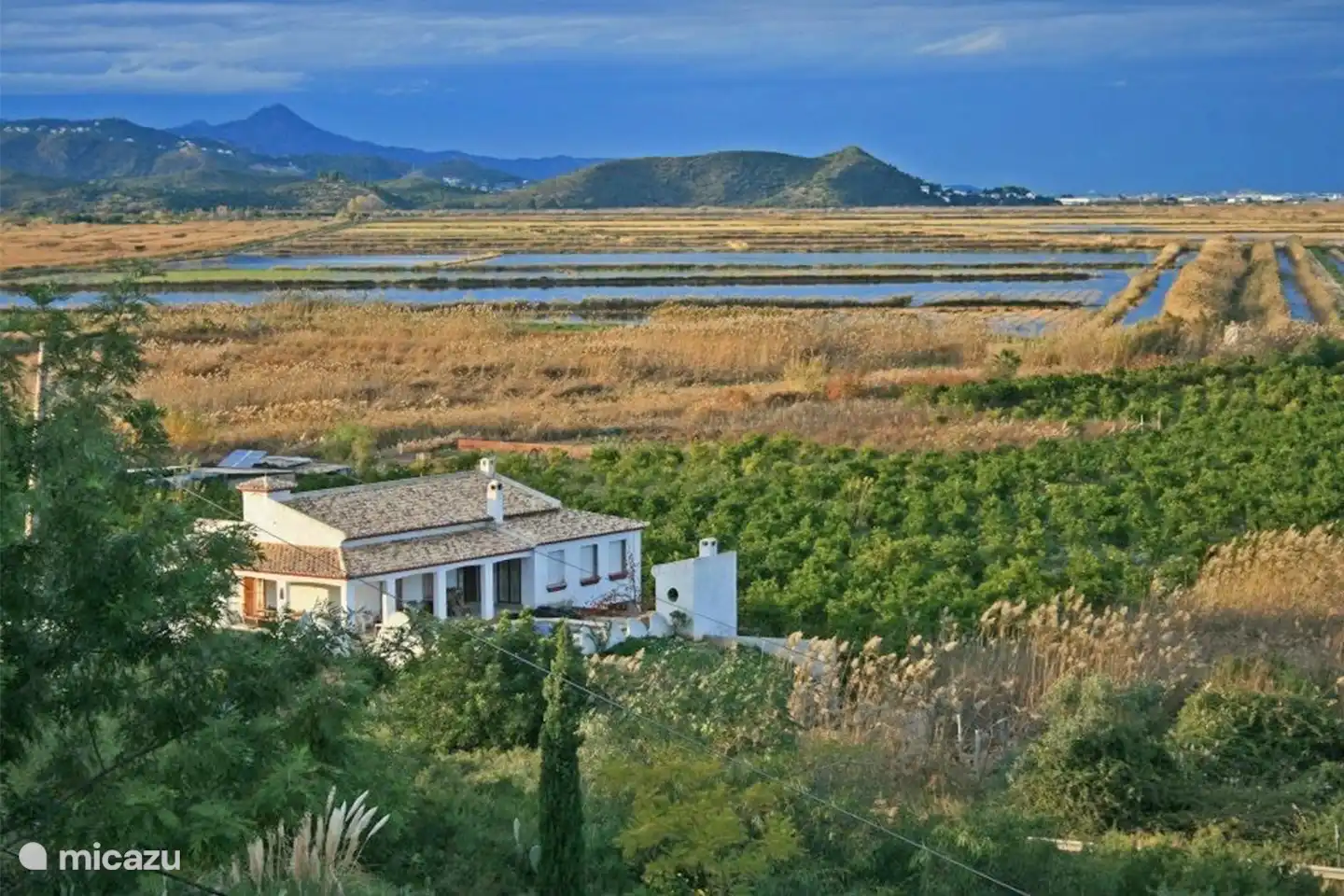 Ein ständig wechselndes Bild, mit Blick auf die Reisfelder und das Naturschutzgebiet.