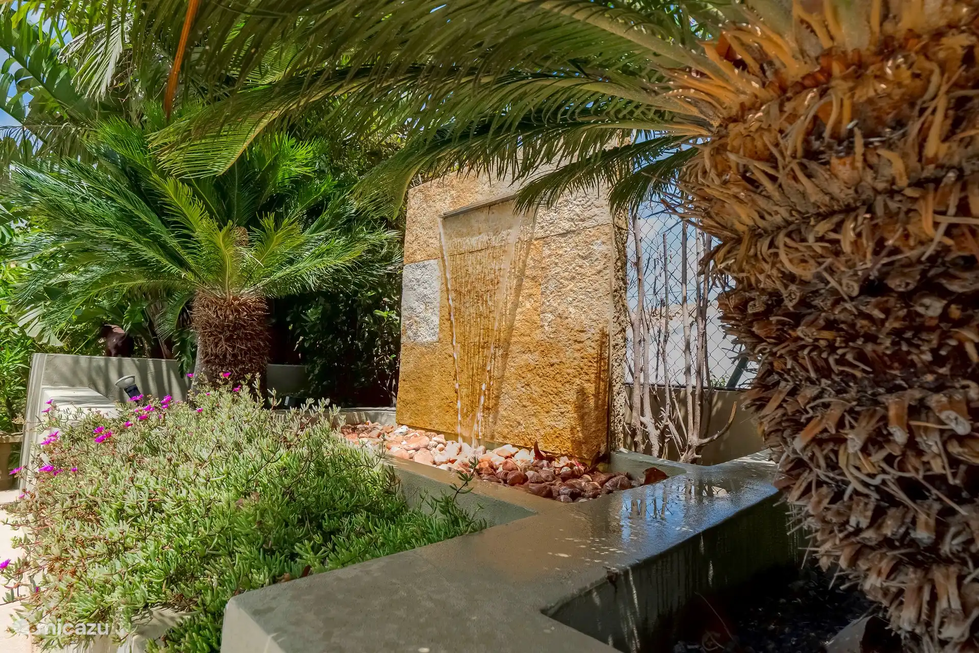 Piscina con fuente de agua 