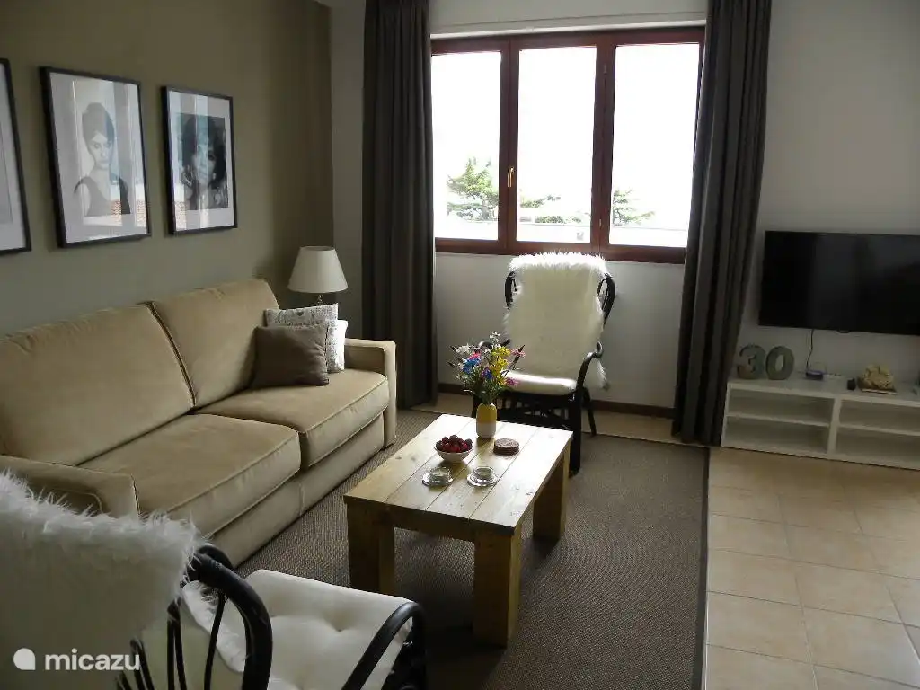 El área de descanso tiene un cómodo sofá cama (160 x 200) y dos cómodas sillas.