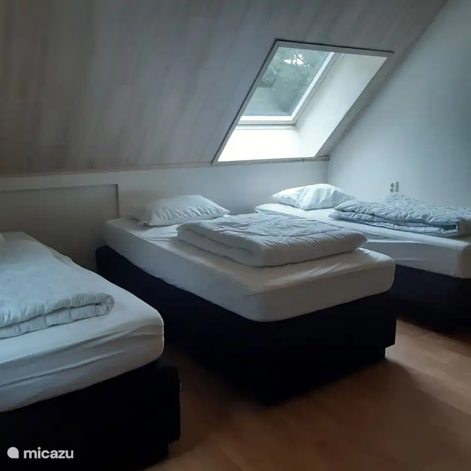 bedroom on the 1st floor with 4 single beds.