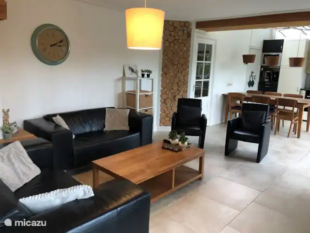 Rouge-gorge | Pays-Bas, Gueldre, Ermelo - bungalow Le coin salon dispose d’un canapé, d’où vous pouvez regarder la télévision. Pour les enfants, il y a une PlayStation avec un grand choix de jeux différents.