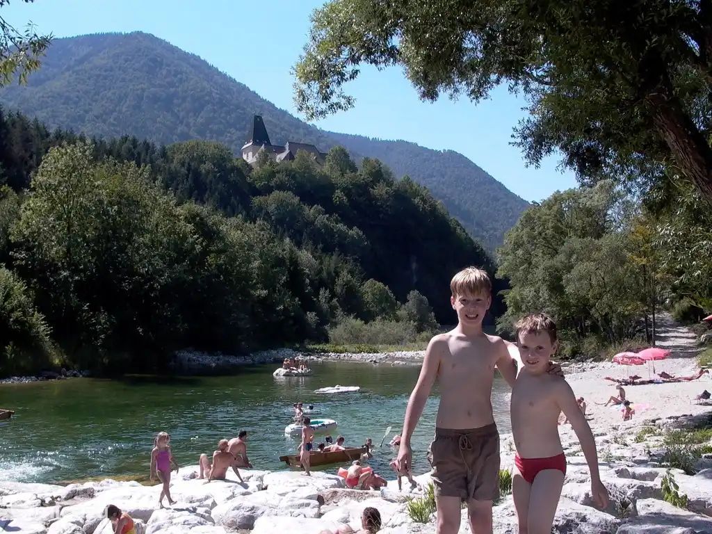 The beautiful beach on the Ybbs, 10 minutes walking distance