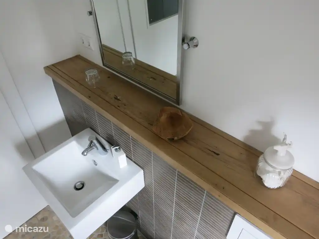 En el primer piso tambi&#233;n hay un ba&#241;o independiente con lavabo, WC y ducha.