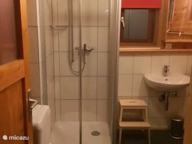 Chalet Mignon vrijstaand & zonnig huren in Zwitserland, Wallis, Torgon - chalet Badkamer no.2 met douche, WC en wastafel.