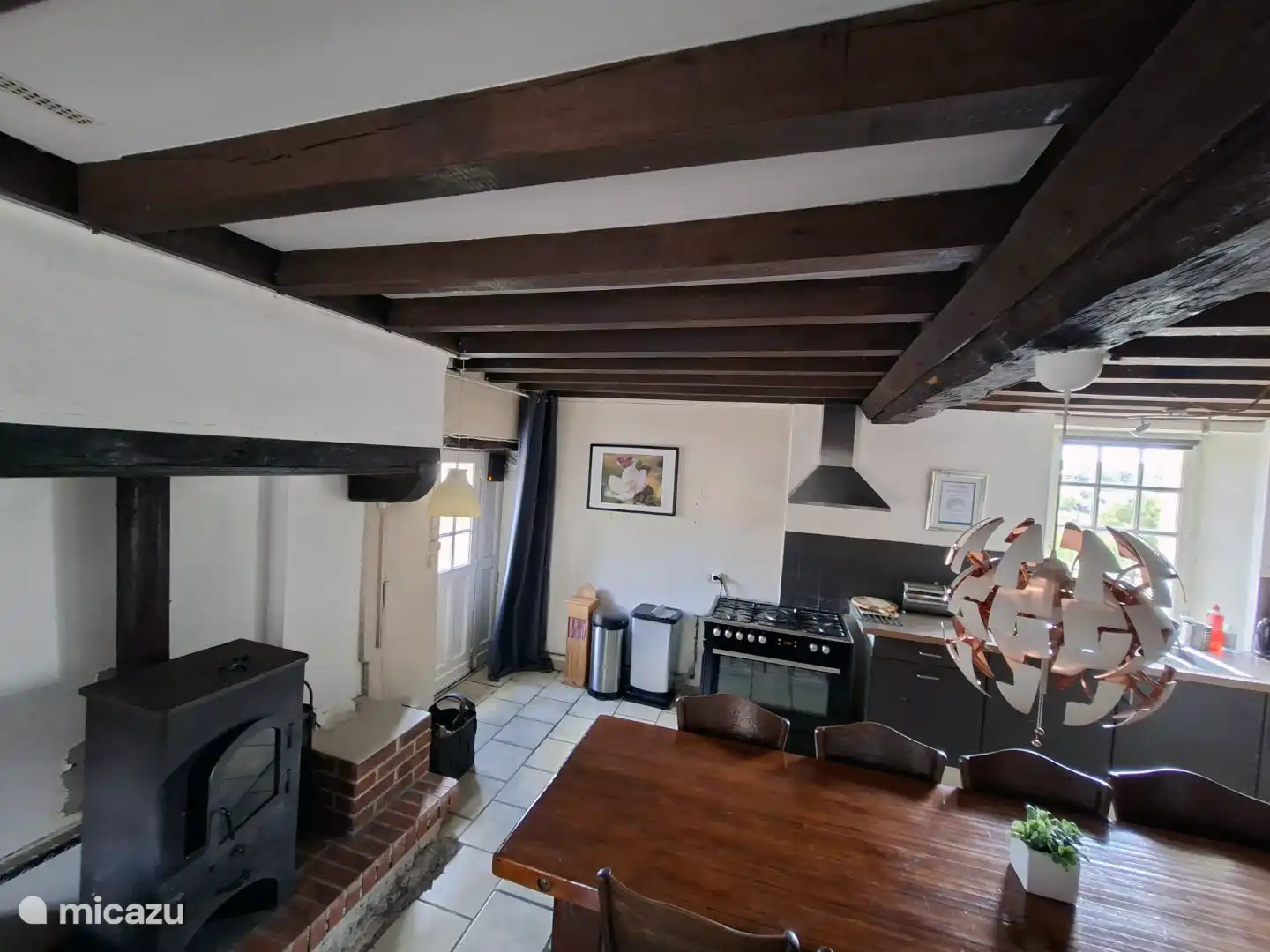 Open haard in keuken