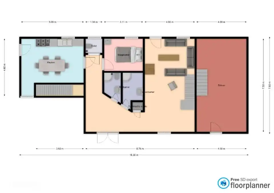 Benedenverdieping Gite Rouge