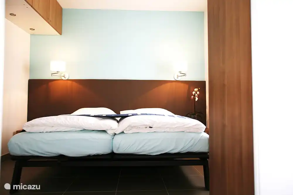 Masterbedroom met verstelbare aupingbedden en veel kastruimte. 