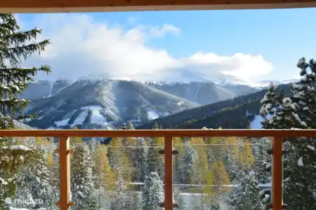 Vakantiehuis Oostenrijk, Karinthië, Turracher Höhe chalet Der Weisse Hirsch Uitzicht vanaf het balkon