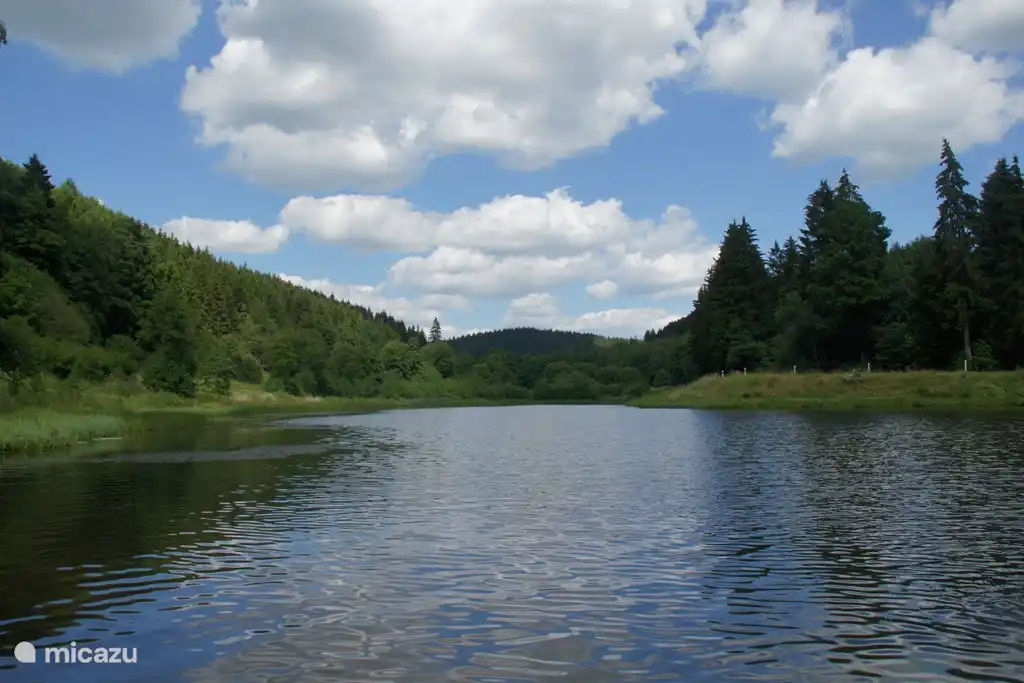 Schwimmen im See von Jünkerath 5km. Keine Unterkunft in der Mitte des Waldes.