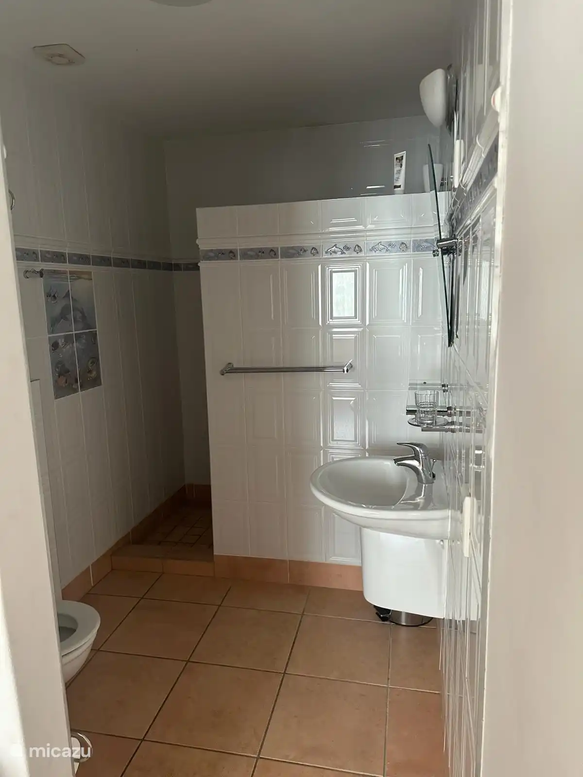 There is also a separate bathroom with bath and shower, in the 7 bedrooms you have a toilet, sink and shower,