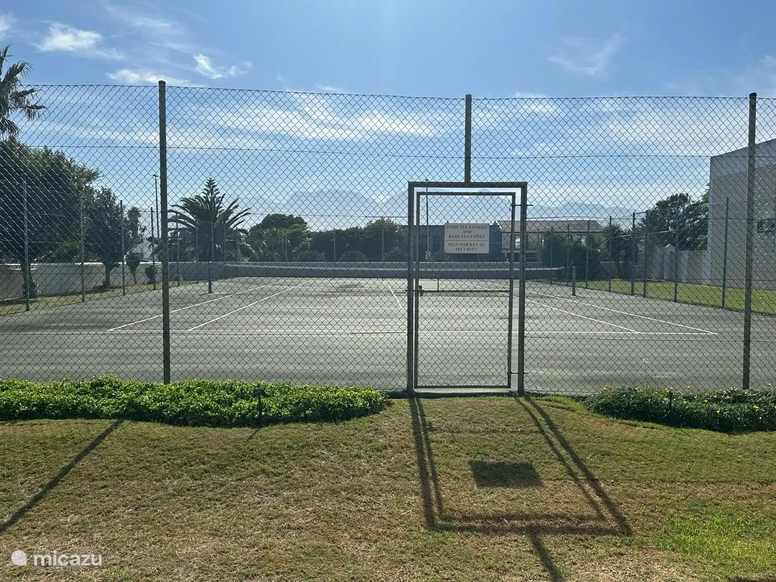 The tennis court, the park manager has an office where you can also go for further information.