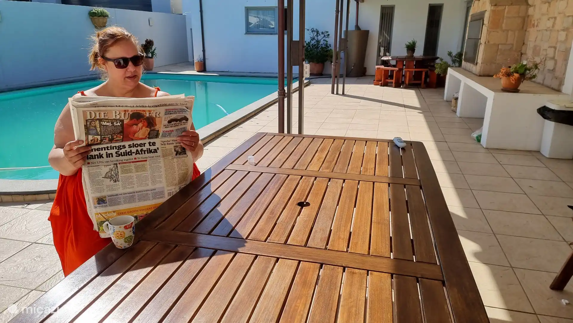 Go for a swim or read the African newspaper in the sun :-)