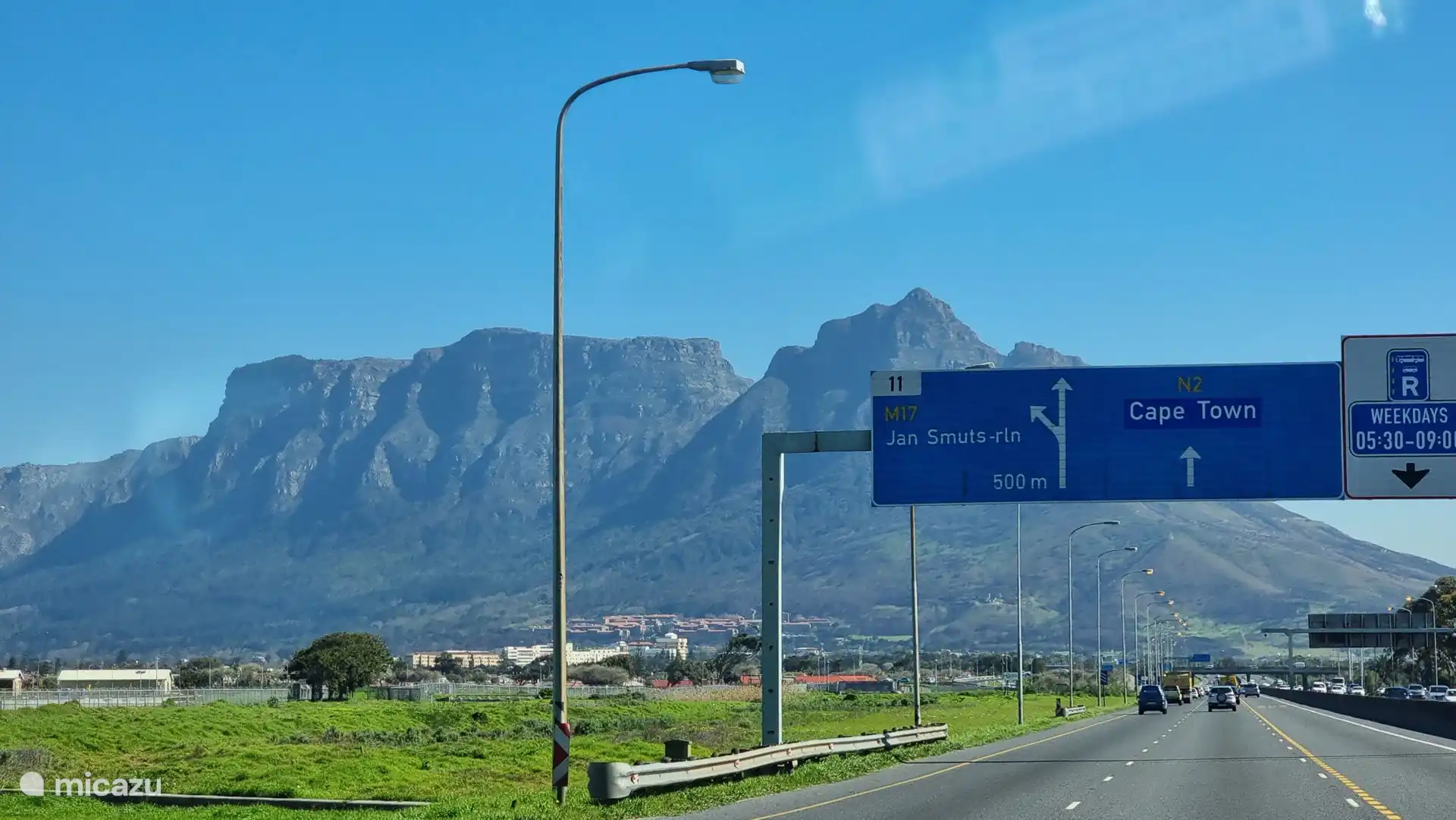 Cape Town is a 25-minute drive from Gordon's Bay, where there is a lot to do. Table Mountain in the background.