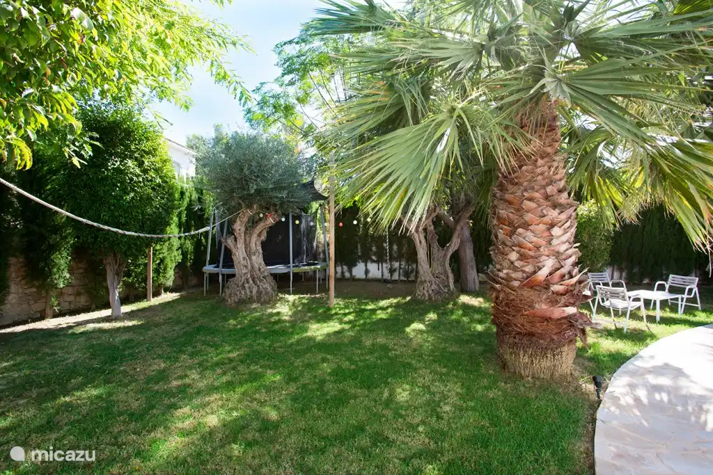 Spielplatz mit Kletterseilen, Schaukeln und Trampolin