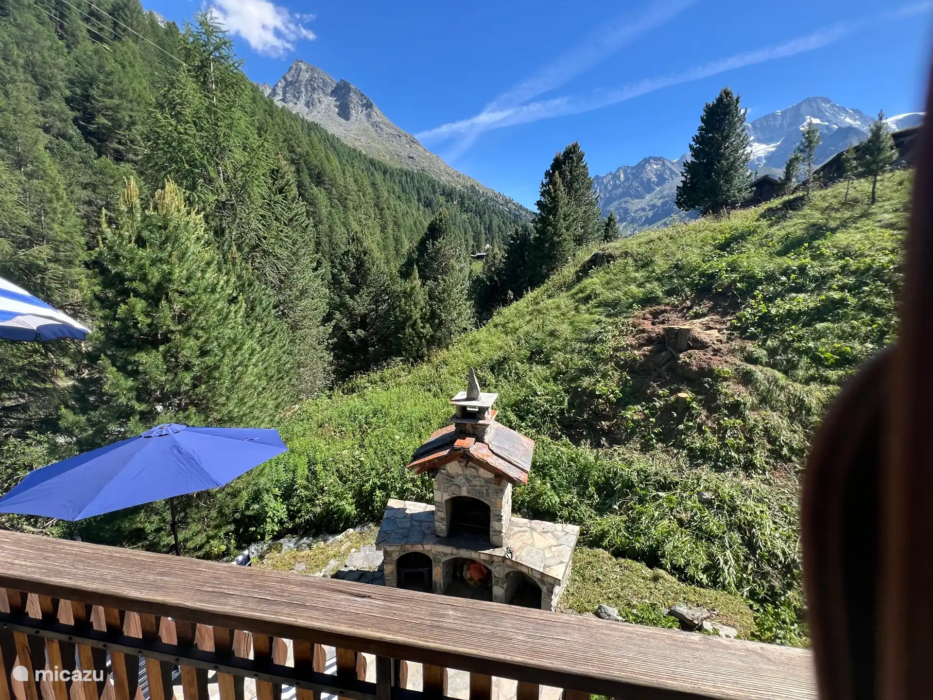 Uitzicht vanf het balkon op het zuiden