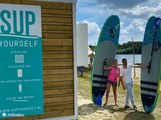 Chalet Oslo huren in Nederland, Gelderland, Winterswijk - vakantiehuis Deze Sup kunt u e.v.t huren bij Het Beachmeer. Wilt u les? Dat kan ook! Heerlijk ontspannen op het mooie Hilgelomeer.
