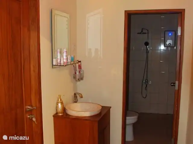villa huren in Indonesië, Java, Yogyakarta – Villa Rosseno badkamer met toiletspullen