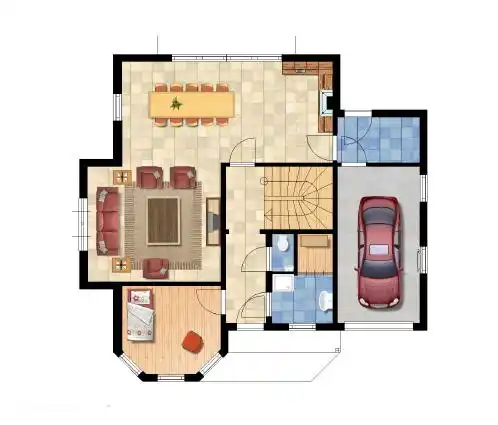 Erdgeschoß
Bitte beachten Sie, dass das Schlafzimmer unten in unserer Situation ein Arbeitszimmer ist.