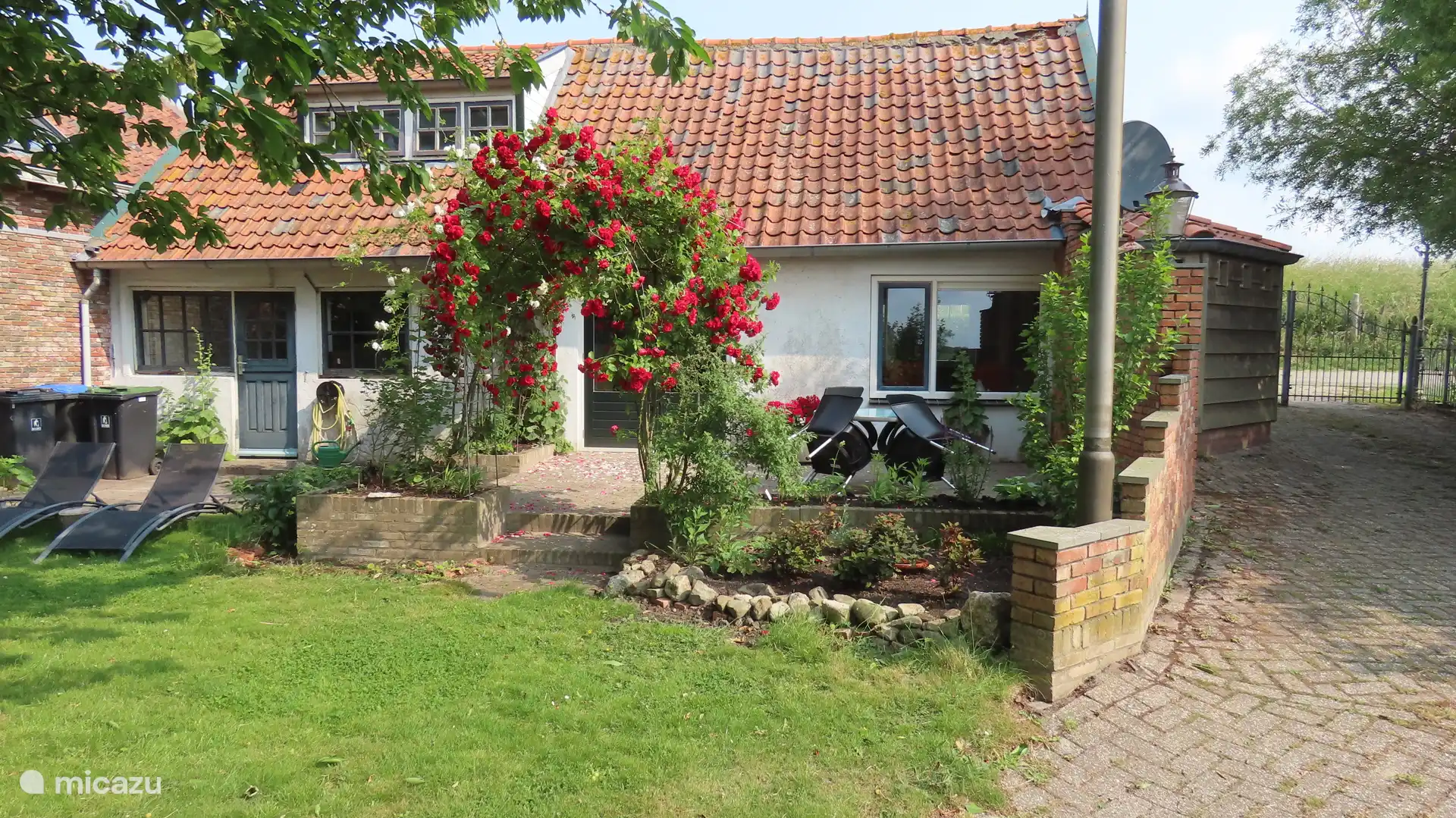 terrace with rose arch