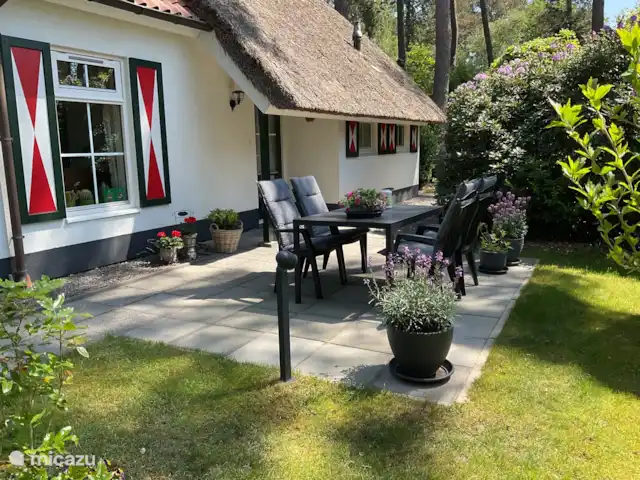 vakantiehuis huren in Nederland, Drenthe, Diever – Huis Drenthe Terras aan de zijkant van het huis.