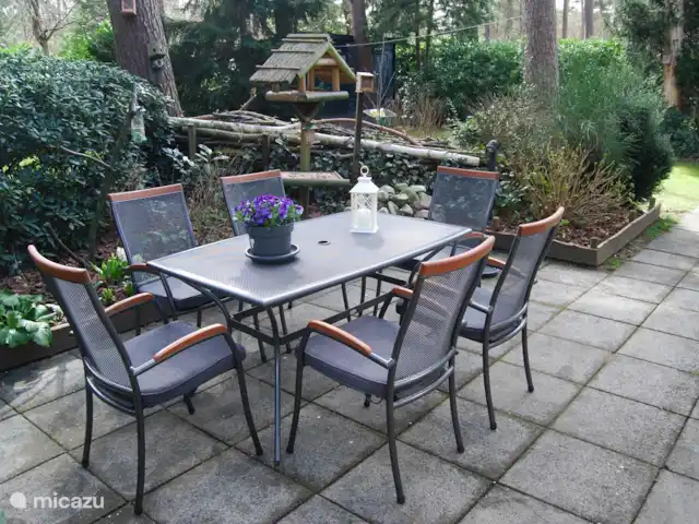 vakantiehuis huren in Nederland, Drenthe, Diever – Huis Drenthe Heerlijk ontbijten in de ochtend zon aan de achterkant van het huis met
volop privacy .