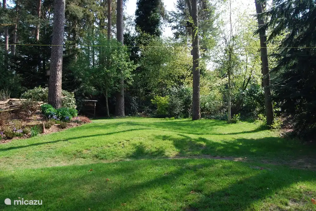 Rückansicht des Ferienhaus und Garten