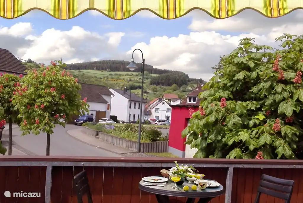 vista desde la terraza de la azotea sobre el pueblo y el campo