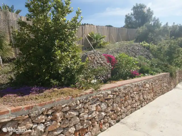 Villa Godoy | Espagne, Andalousie, Frigiliana - villa Terrain clôturé avec de nombreuses plantes et arbres tropicaux.