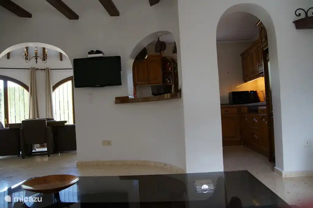 Kitchen, living room and dining room