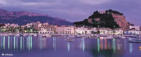 Denia at night, Marina, castle and Montgo