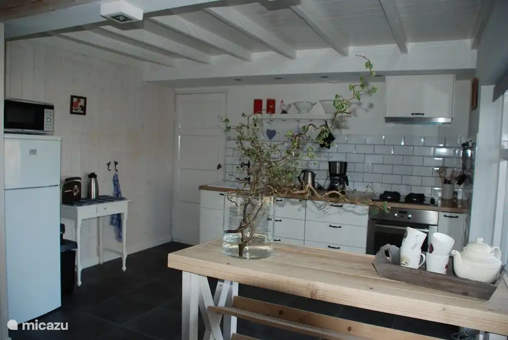 Open landelijke keuken met deur naar Hal 1. 