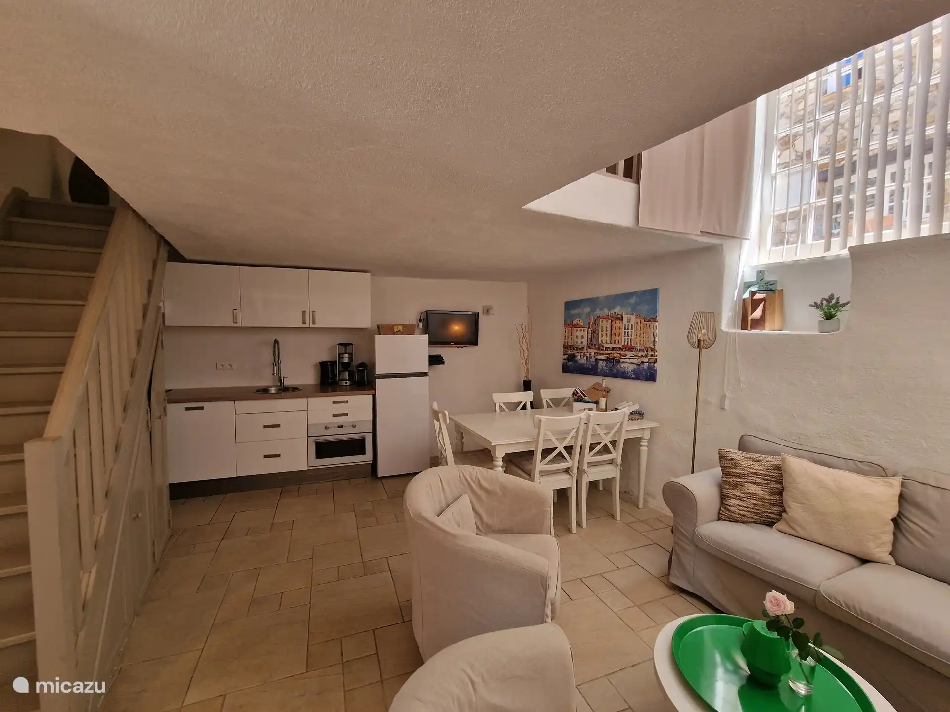 Living room with open kitchen