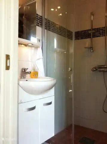 Bathroom with shower.