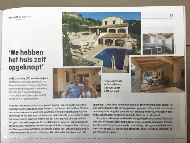 Boutique Finca Jasmin I | Espagne, Costa Blanca, Benissa - finca Notre maison a été choisie par l'équipe Micazu parmi la large gamme pour une interview et un article dans le magazine De Elsevier. Bien sûr, nous sommes fiers !