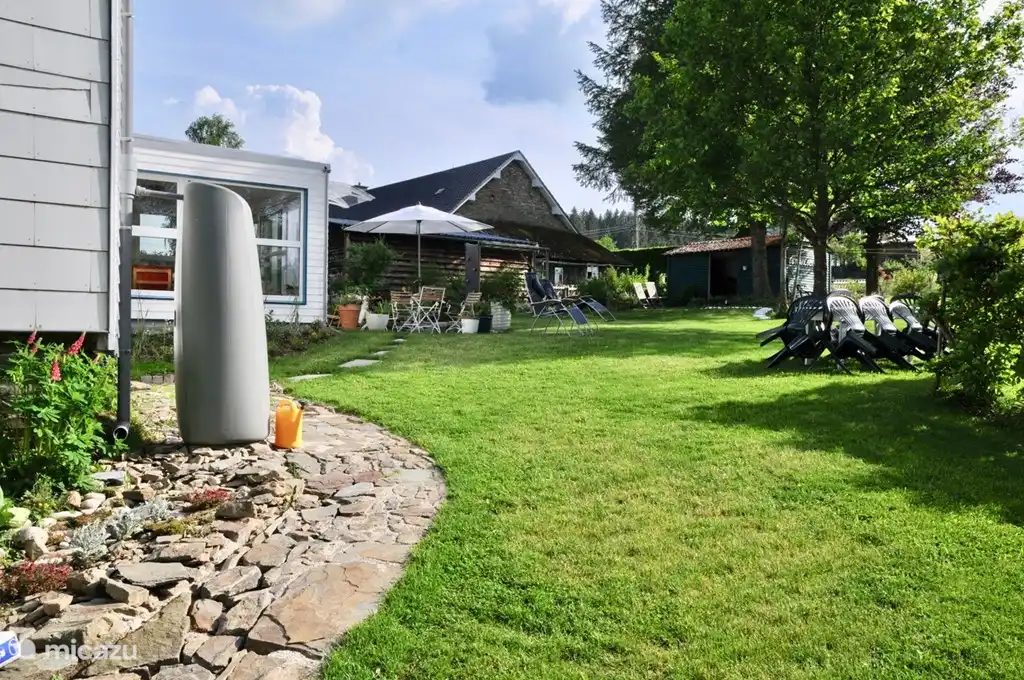 terrace and part of the garden with another garden path