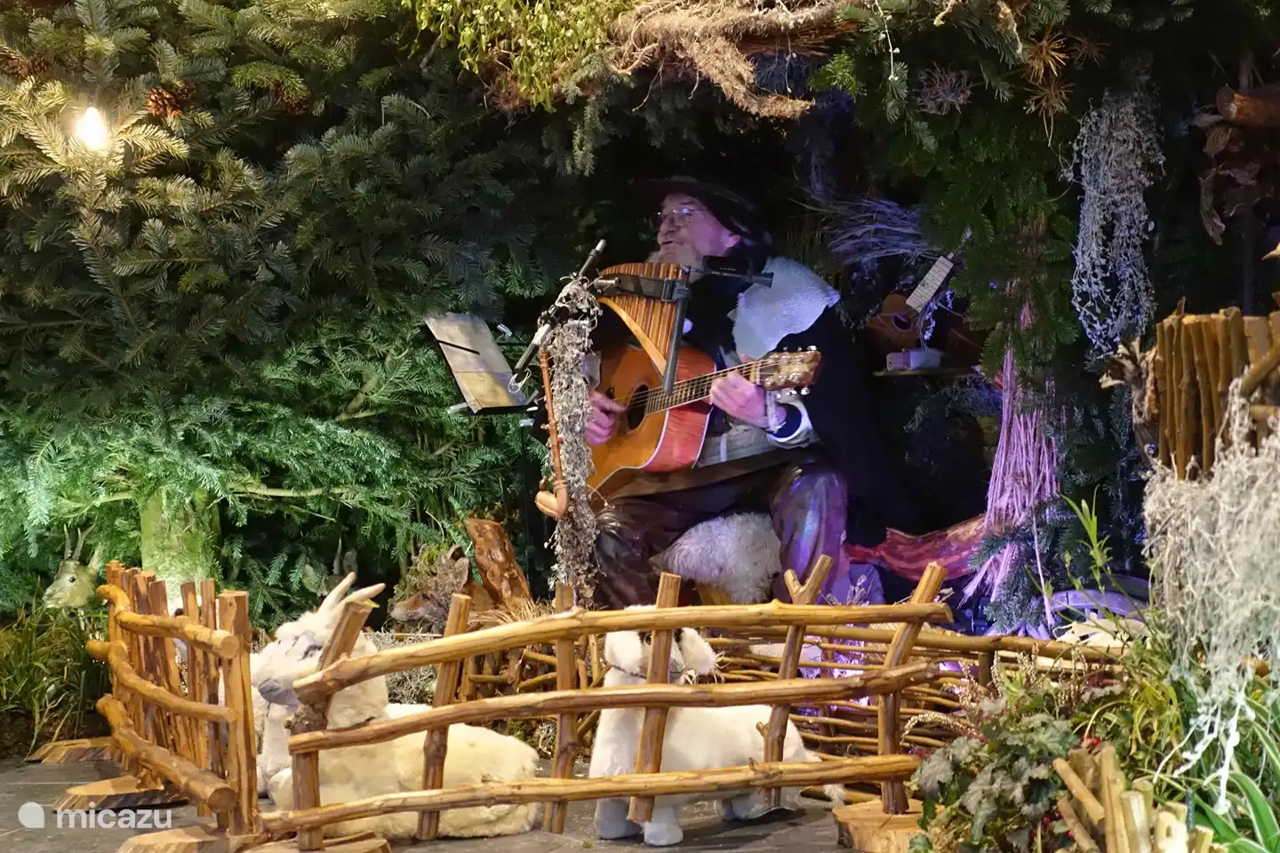 singing shepherd in the nativity scene of the church in H&#246;fen (Monschau) until the end of January