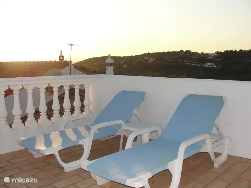 On the roof terrace.