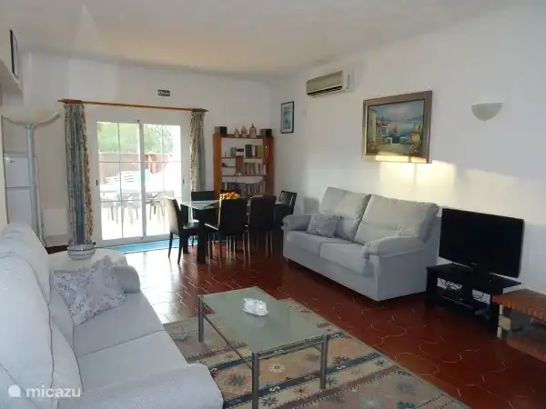 The dining area next to the patio doors.