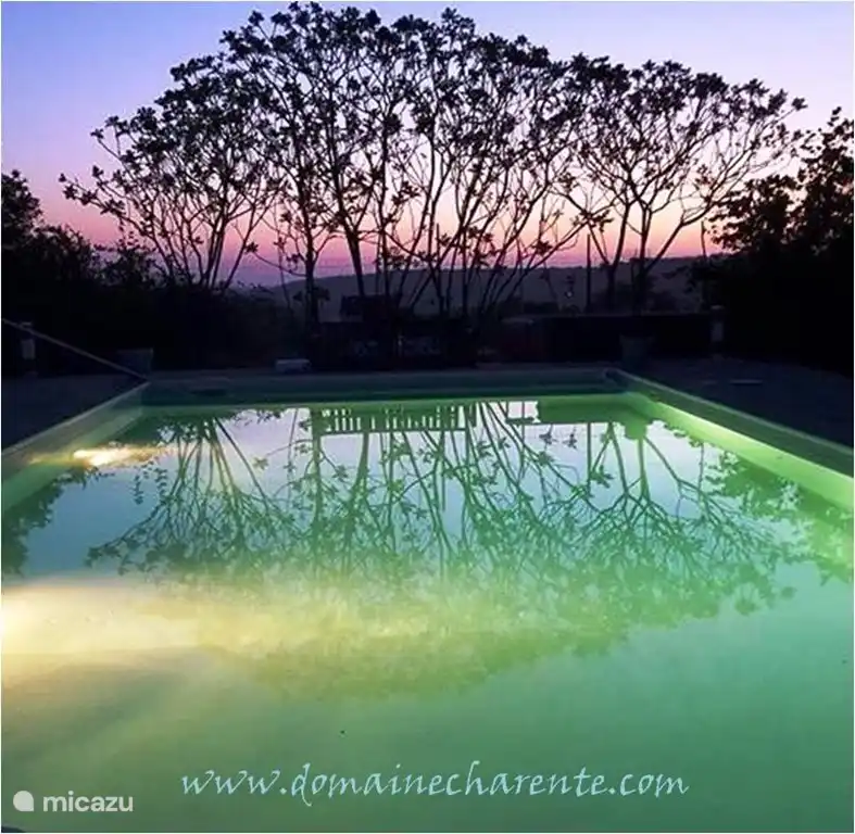 Swimming pool at sunset