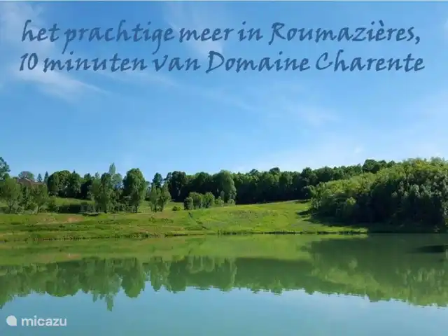 Domaine Charente - Gite Cardabelle en Francia, Charente, Mazières - casa vacacional En Roumazieres: hermoso lago con playa, mesas de picnic, catering. En este pueblo (10 min. en coche) también hay todas las tiendas y supermercados necesarios. ¡Bienvenido!