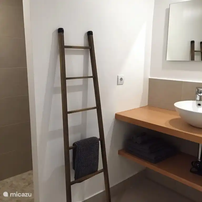 Badezimmer im Untergeschoss mit Dusche und Waschbecken