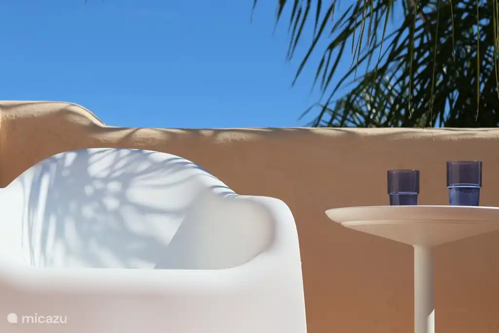 Auf der Dachterrasse ist sehr schön im Schatten der Palme aufwachen